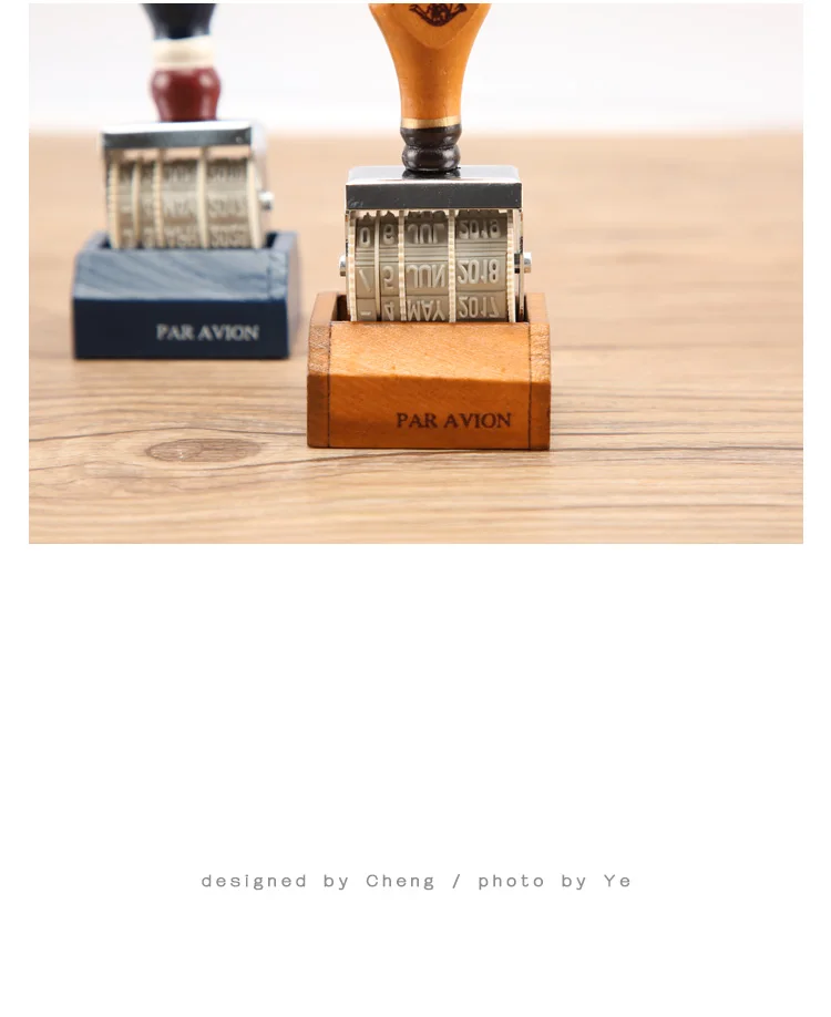 AngelHere Store Retro Wooden Rubber Date Roller Stamp Stationery DIY Scrapbook Stationery Office School Supply Card Decoration