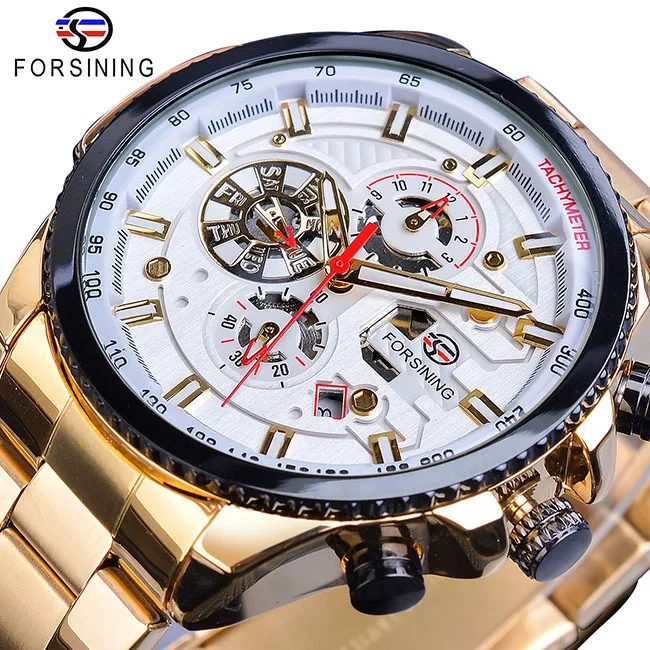 GMT1137-9 Forsining креативные полностью синие механические часы Мужские автоматические 3 Sub циферблат с датой мужской спортивный бизнес стальной ремешок Saat Reloj Hombre - Цвет: GMT1137-9