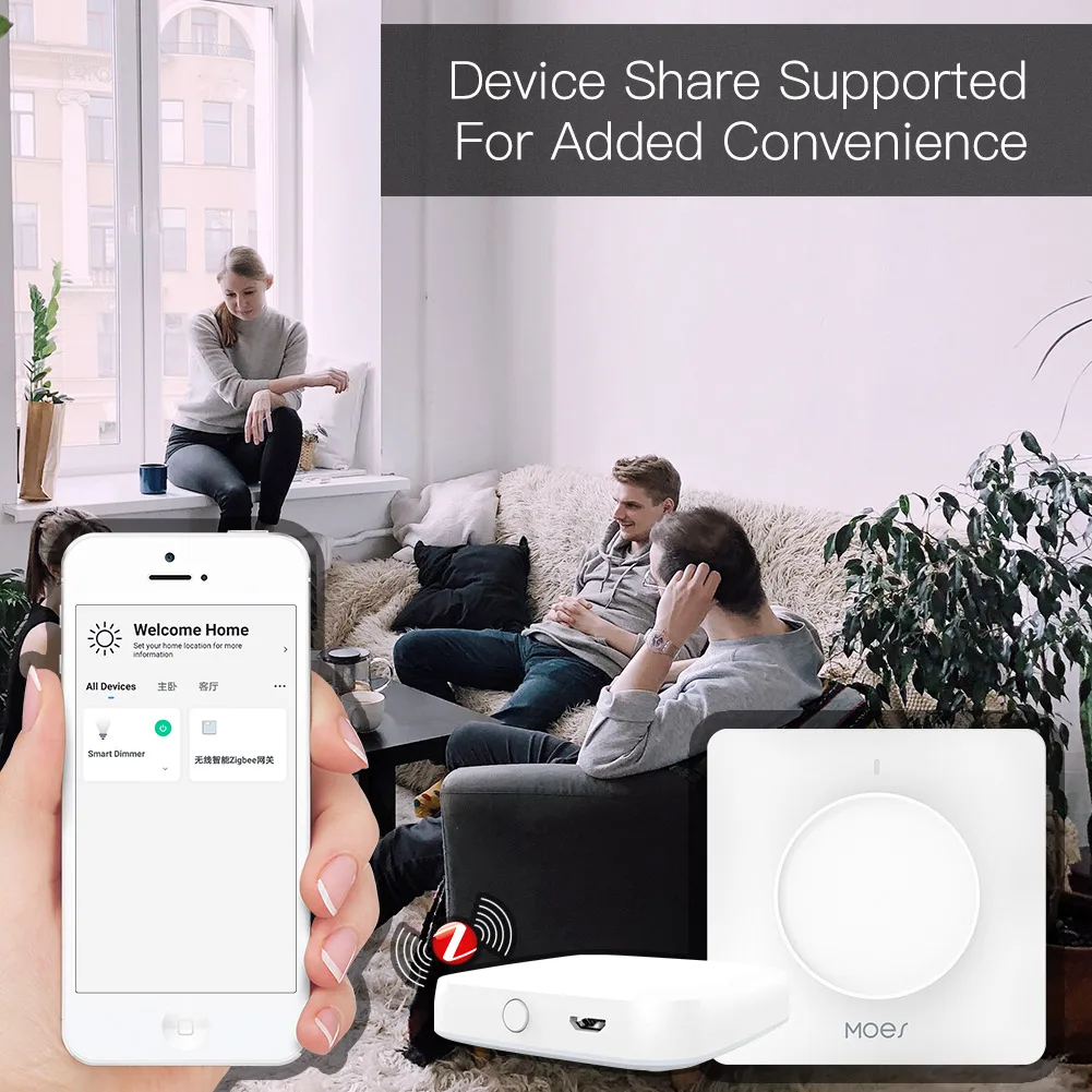 WiFI/ZigBee Smart Rotary/Touch Light Dimmer Switch Smart Life/Tuya APP Remote Co
