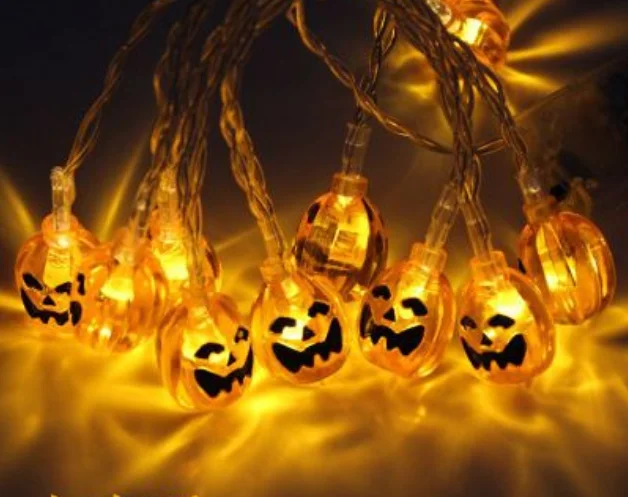Солнечные гирлянды Декоративные огни для Хэллоуина тыквы свет - Цвет: Черный
