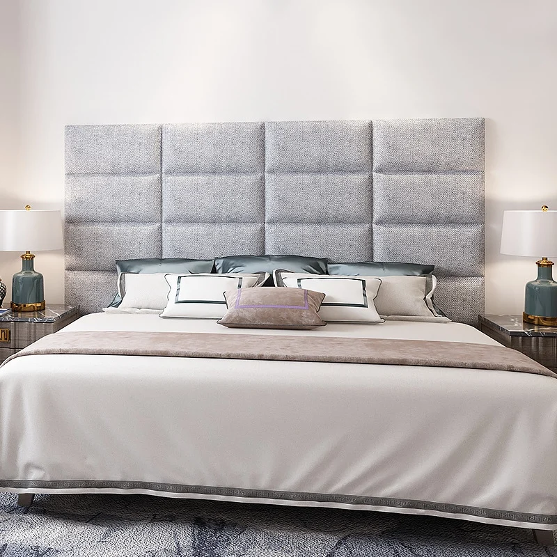Self-adhesive Bed Headboard Wall Panels Soft Pack Head Board 3D Wall Sticker Anti-Collision Tatami Room Decor Aesthetic Cabecero