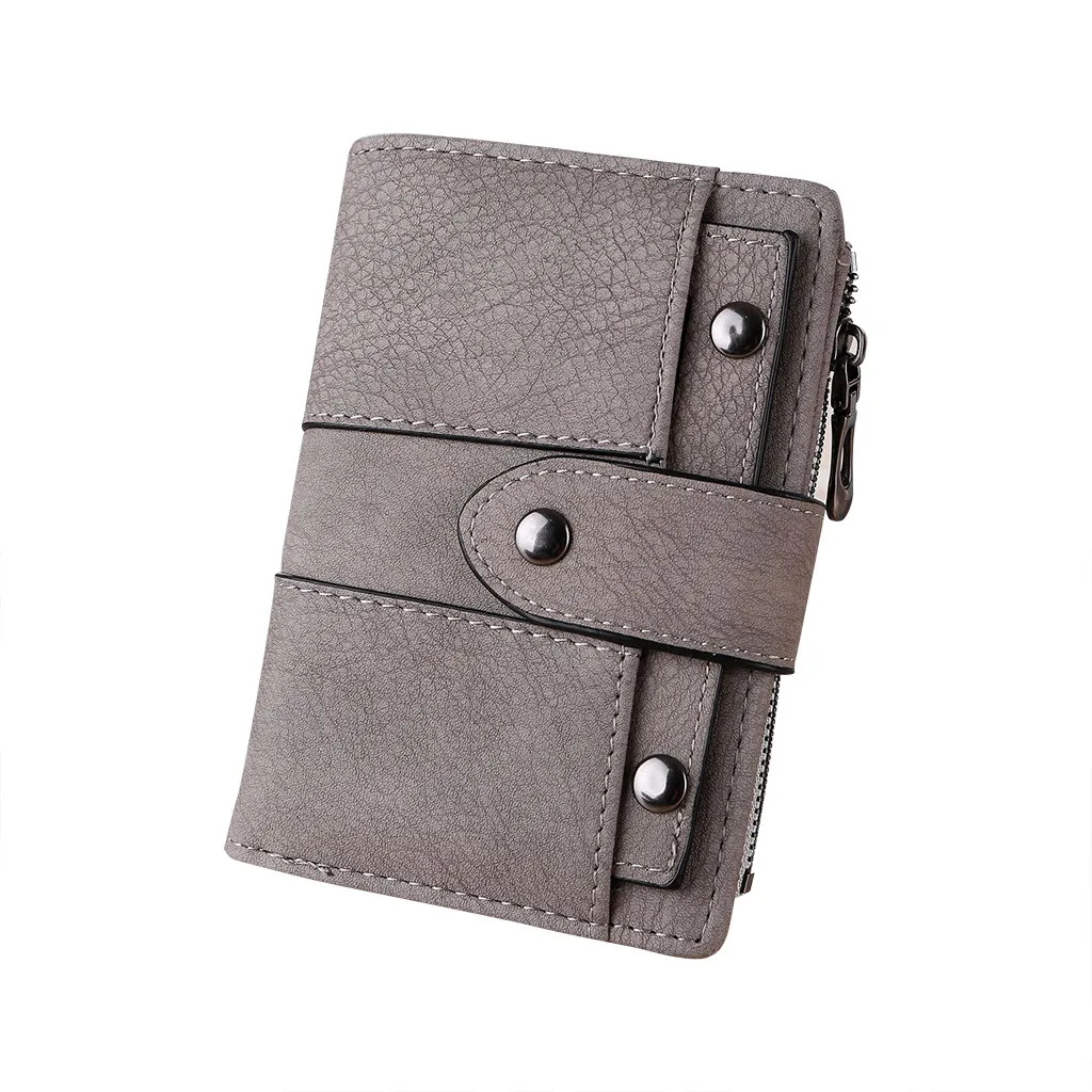 Women Slim Wallet Leather Female Wallet Hasp Small and Slim Phone Card Holder Porte Feuille Femme Carteira Feminina Card Wallet - Цвет: Gray