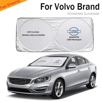 

For volvo windshield sunshade logo car sun shade visor protector cooling emblem parasol coche sunshine blind sunlight block 2020