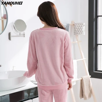

2019 Winter Thick Warm Flannel Pajama Sets For Women Long Sleeve Coral Velvet Pyjama Girl Cute Cartoon Totoro Sleepwear Homewear