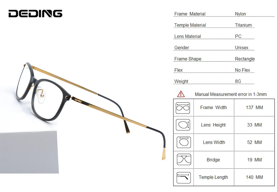 Нейлоновые титановые очки, оправа для женщин, ультралегкие Безвинтовые очки, очки по рецепту, близорукость, оптическая оправа для мужчин, очки DD1521
