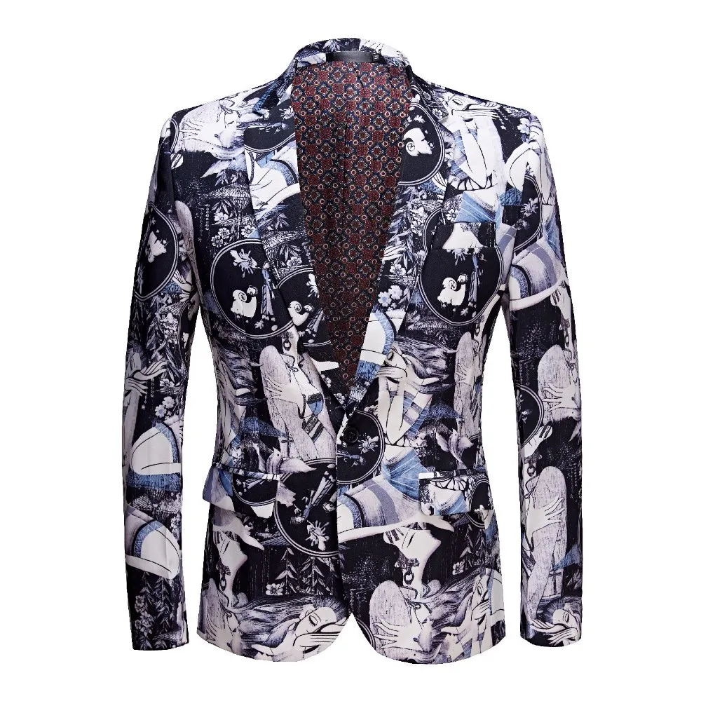 20 flat lapel Aismz мужской ретро винтажный художественный Повседневный Блейзер красивый дизайн с принтом мужской модный костюм куртка певица костюм пальто - Цвет: 20 flat lapel