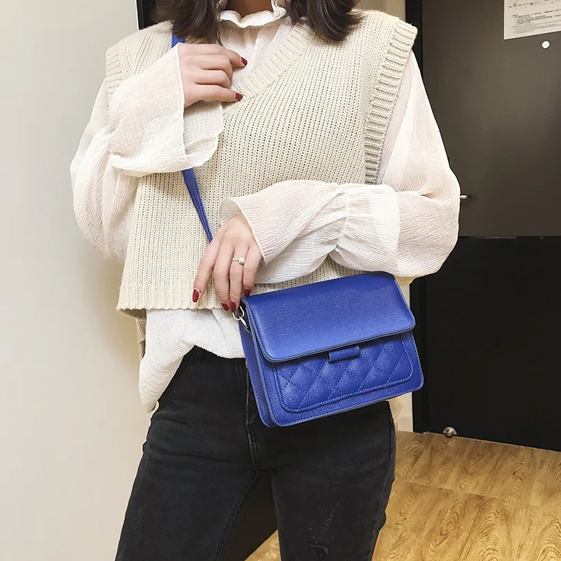 

New Style WOMEN'S Bag 2019 Spring And Summer Simple Korean-style Phone Bag Cute Shoulder Bag Oblique Rhomboids PU Handbag Bag 65