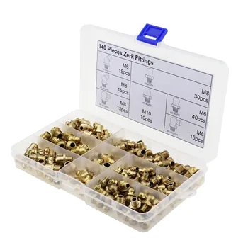 

High Quality 140Pcs Brass Zerk Grease Assortment Kit M6 M8 M10