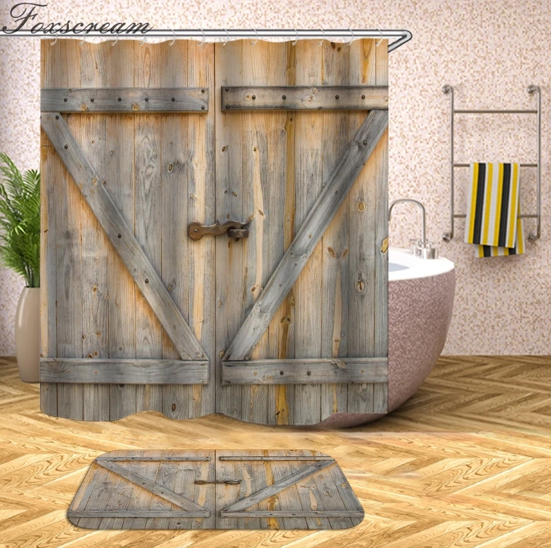 Деревянная 3D занавеска для душа s водонепроницаемая ткань занавеска для душа s с крючками занавеска для ванной забавная занавеска для ванной или коврик