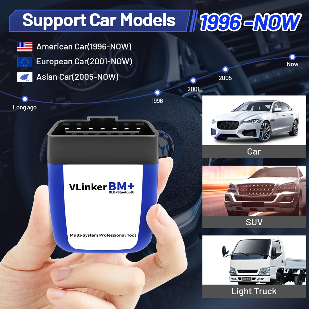 Vgate-VLinker BM ELM327 V2.2 OBD2 Scanner, Compatível