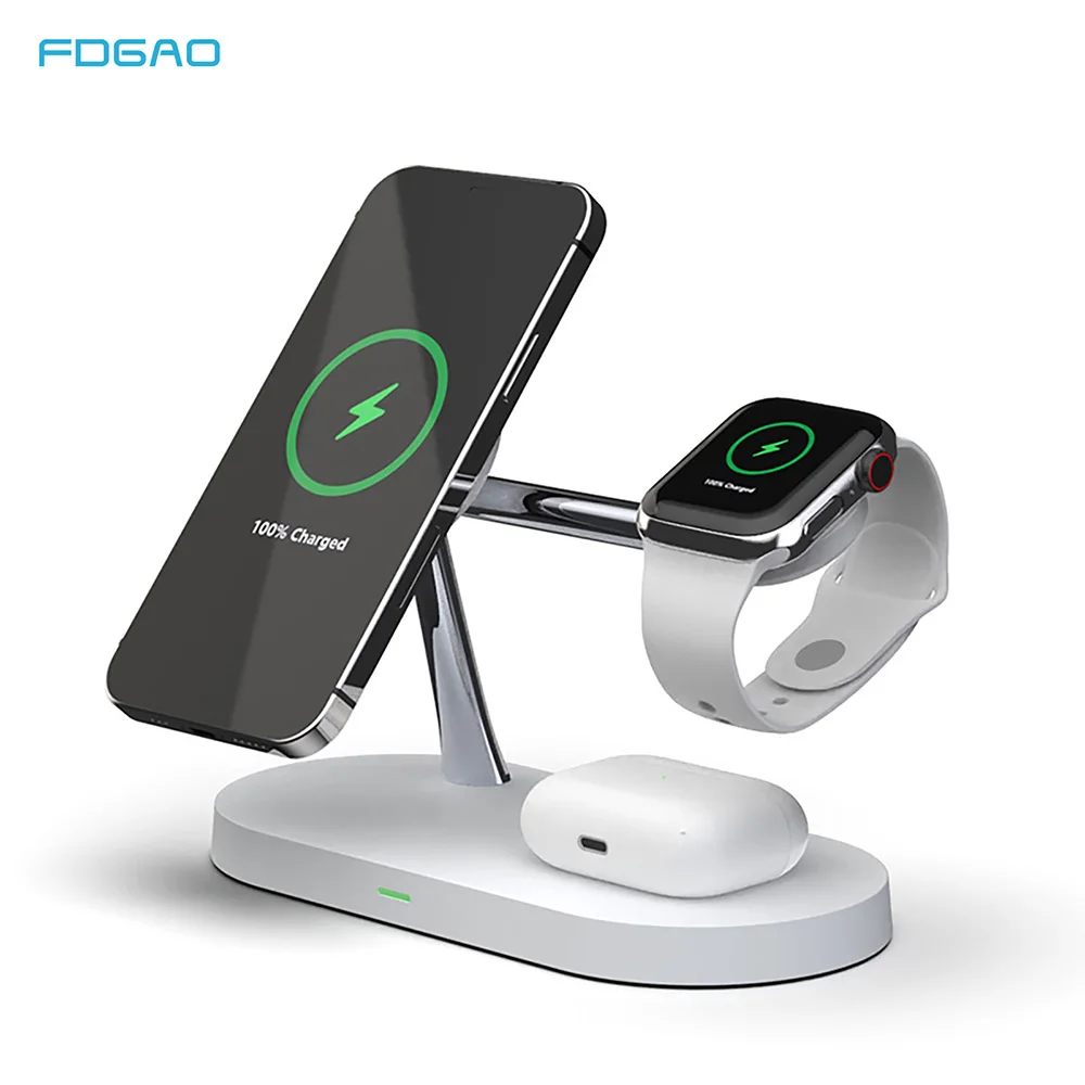 3 in 1 15W Qi Magnetic Wireless Charger Stand For Magsafe iPhone 12 Pro Max Fast Charging Dock For Apple Watch 6 5 4 Airpods Pro