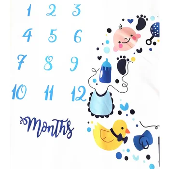 

Polyester Photo Grops Calender Cute Props Fashion Backdrop Cloth Soft Baby Monthly Milestone Photography Blanket Square Cartoon