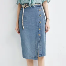 MEVGOHOT/женские с высокой талией джинсовые юбки с поясом, со шнуровкой и разрезом на спине, на молнии, элегантные женские юбки, женская сексуальная юбка офисная HD2272