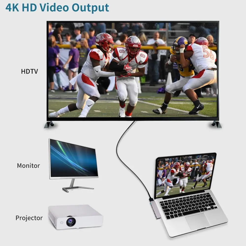 Продажа USB C Hub 3,0 HDMI для MacBook pro 13 15 адаптер 7 в 1 usb концентратор с адаптером питания 4K SD Micro SD кардридер USB C зарядное устройство PD