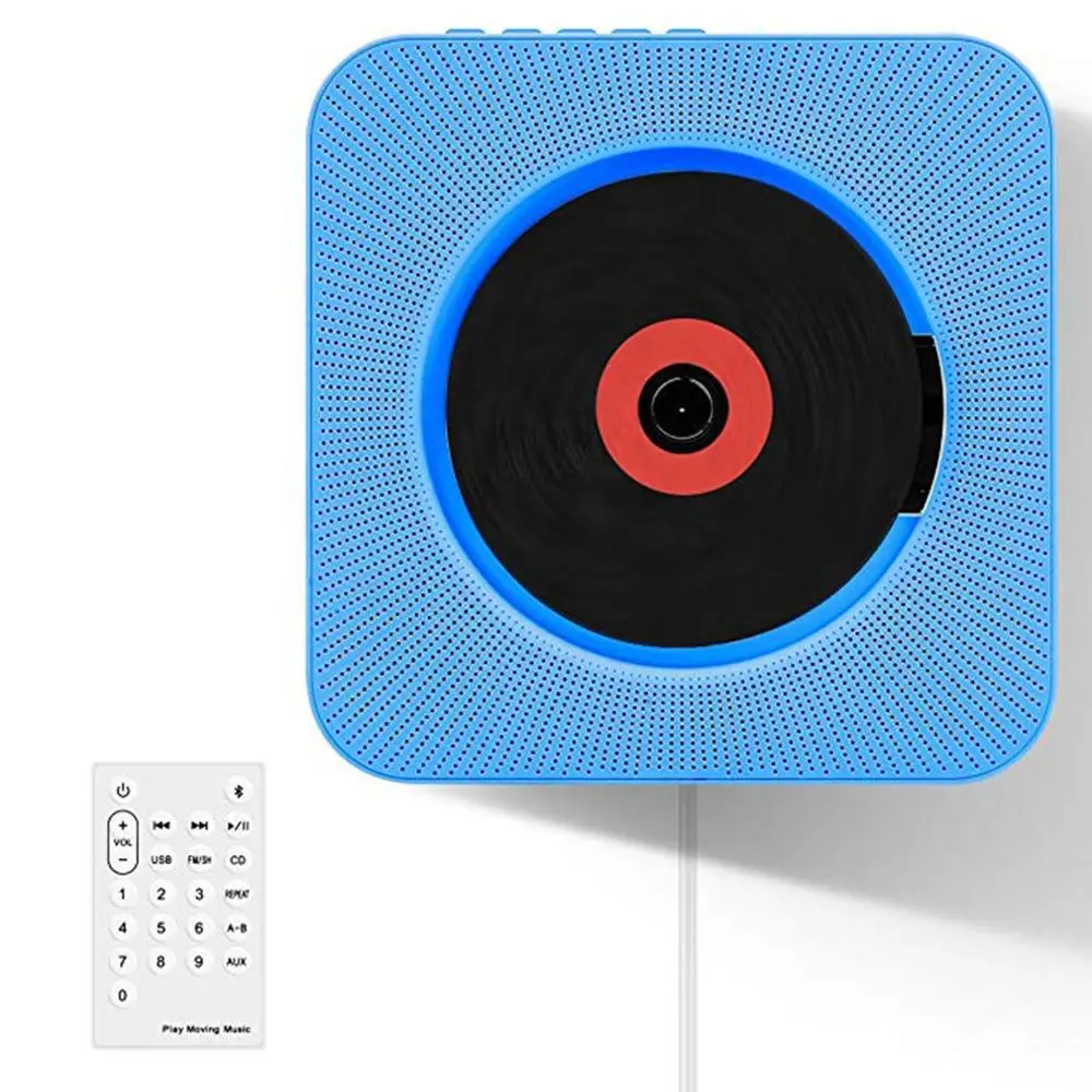 Настенный CD-плеер Портативный bluetooth-динамик беспроводной музыкальный проигрыватель fm-радио образовательный плеер Домашний аудио с usb-кабелем - Цвет: Тёмно-синий
