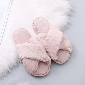 

2020 Women's Winter Warm Plush Slippers Women Classic Solid Flat Ladies Casual Footwear Female Comfortable Shoes Plus Size