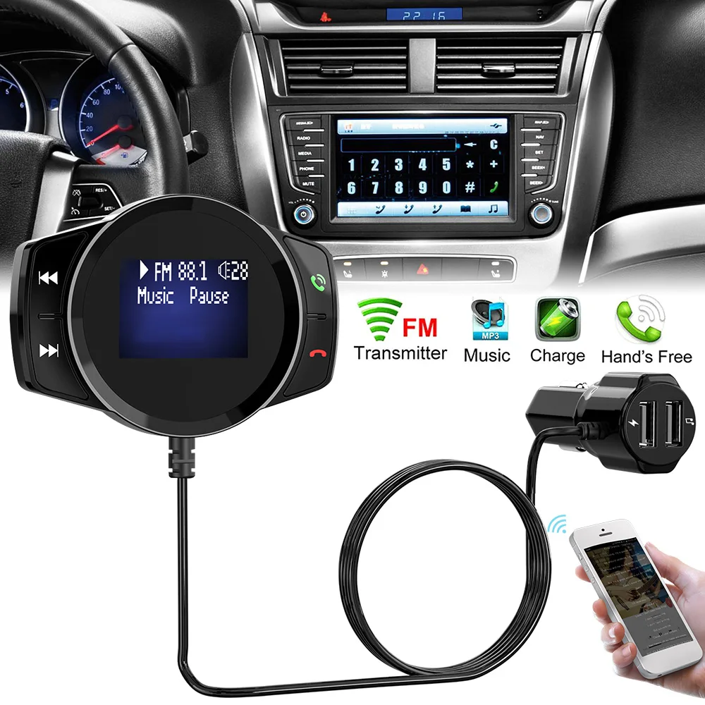 

Car Bluetooth FM Transmitter Auto MP3 Player FM Modulator Handsfree Dual USB 3.1A Quick Charger for Phones iPhone Samsung Xiaomi