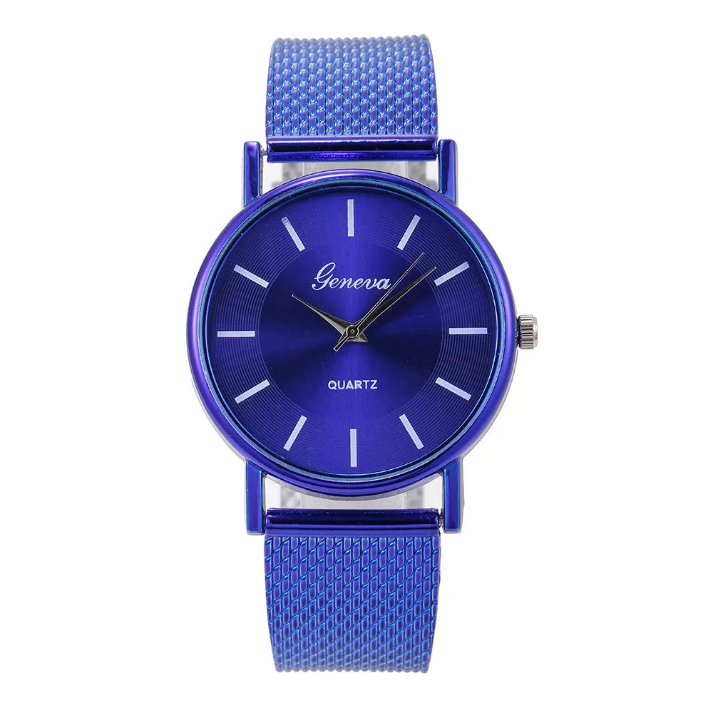 Женские часы, Классические кварцевые часы, изысканные часы со стальным ремешком, элегантные женские высококачественные часы с синим стеклом, водонепроницаемые часы - Цвет: C