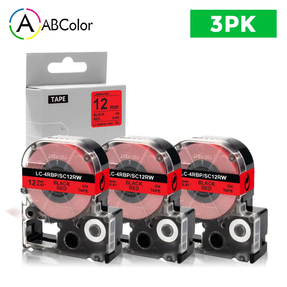 

12mm SC12RW Compatible Tape For Epson King Jim SC12RW LK-4RBP Black on Red Label Tape Printer Ribbon For Epson Label Maker
