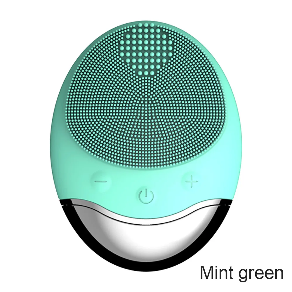 USB Базовая зарядка глубокая очистка лица электрическое очищающее средство для лица удаление остатков макияжа сухая и влажная щетка для чистки лица - Цвет: Mint green