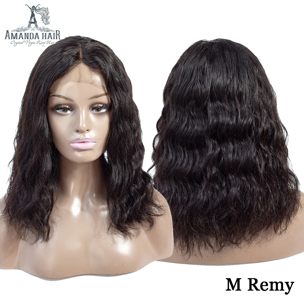 

Amanda Narual Wave Brazilian Hair Wigs 13x4 Lace Front Pre Plucked Hairline Middle Part 100% Remy Hair Hair Lace Frtont Wigs