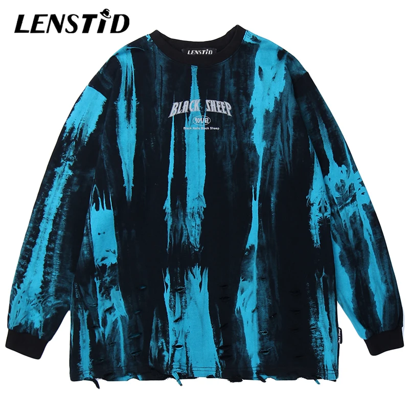 LENSTID High Street Darkness креативный пуловер с дырками в стиле граффити, мужские хипстерские хип-хоп толстовки в стиле Харадзюку