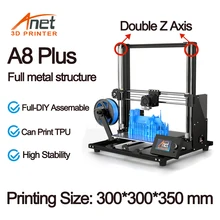 Anet a8 plus kit de impressora 3d com exturder de alta precisão e hotend reprap com pla 10m filamentos 3d drucker