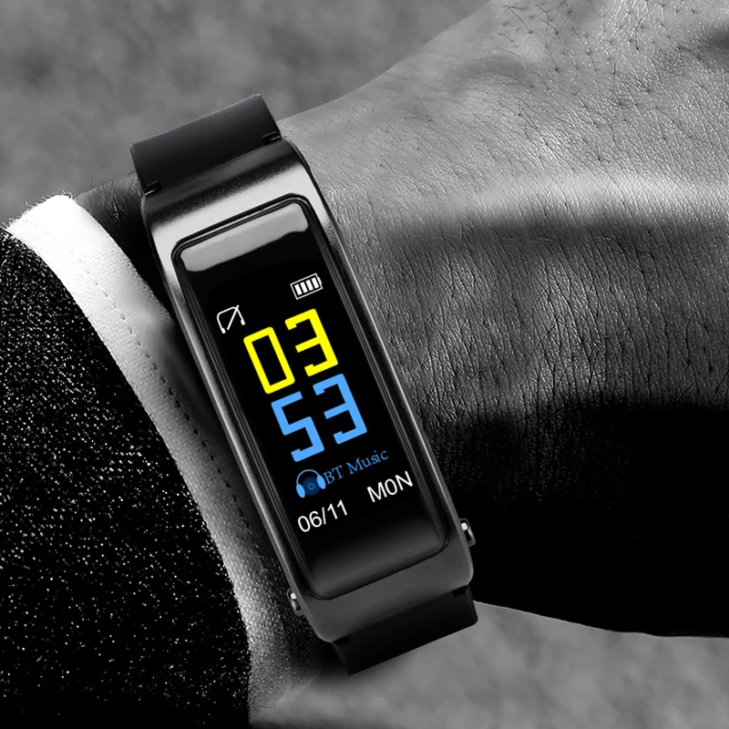 2 в 1 умный браслет с Bluetooth наушником монитор сердечного ритма спортивные часы TU