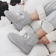 Meotina/зимние ботинки на меху женские ботинки теплые шерстяные ботильоны на плоской подошве короткие ботинки из коровьей замши с круглым носком женские г. Большие размеры 33-43