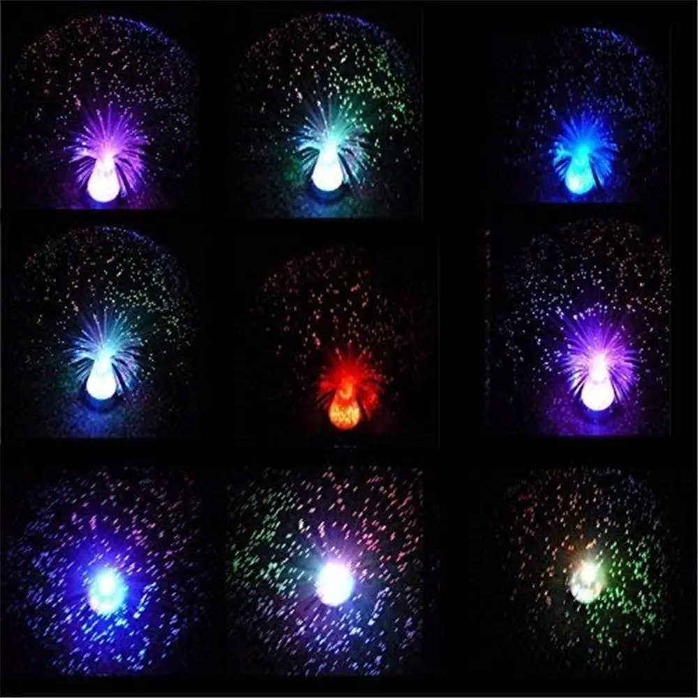 Lampara de Noche LED Fibra Optica Color Cambiante Multicolor Base Azul para Bar KTV R SODIAL