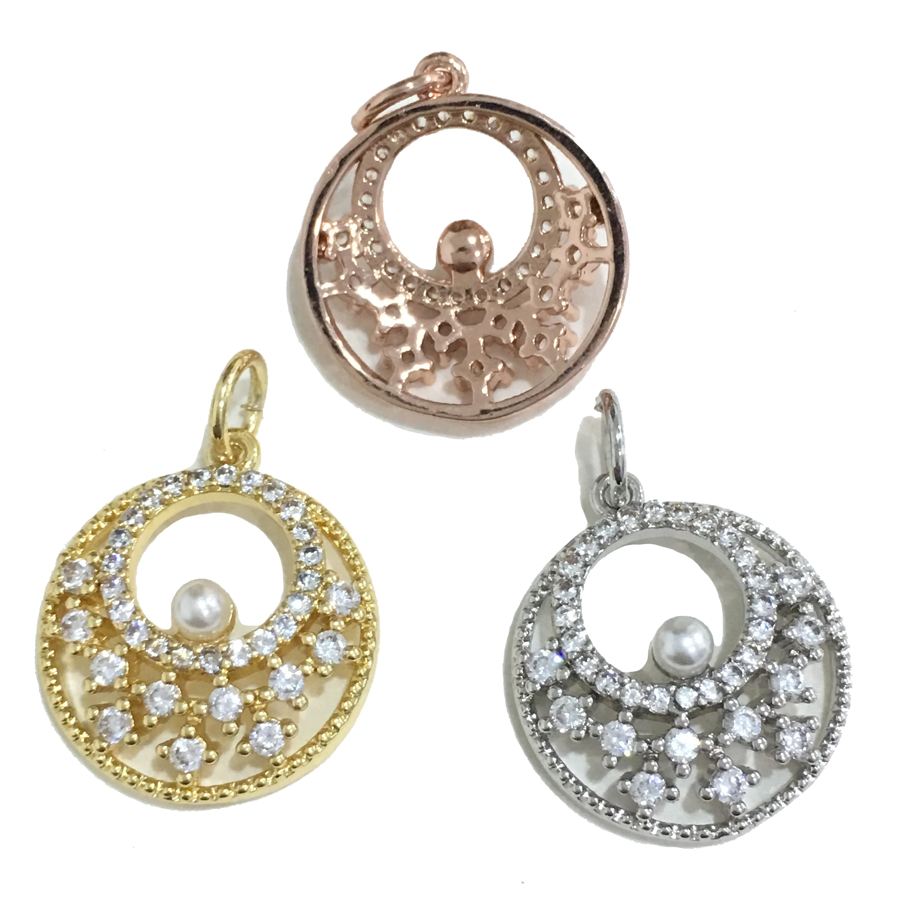 

14.3mm New Designer Round Shape CZ Zircon Charms Pendant For Jewelry Making DIY Handmade Bracelet Necklace Earrings Accessories