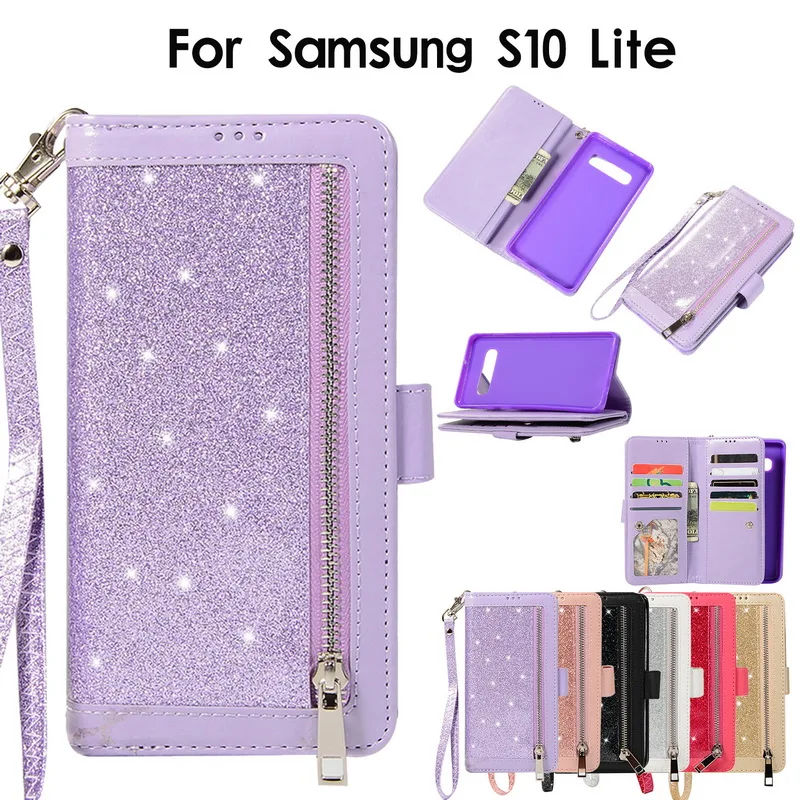 

Glitter Leather Flip Wallet Case For Samsung Galaxy S8 S9 Plus S10 5G S10e Note 9 8 A6 A8 A7 J4 J6 2018 A30 A70 A50 Case Cover
