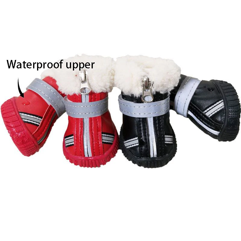 cão de estimação de inverno sapatos de chuva prova dwaterproof água quente botas de neve pequenos cães sapatos de couro antiderrapante resistente ao desgaste para chihuahua york filhote de cachorro
