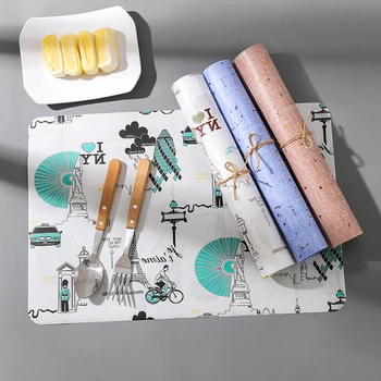 

Square Double-sided Printing Placemat Table Mats Simple Style Dining Napkin Pads Kitchen Non-Slip Heat Resistant Coaster