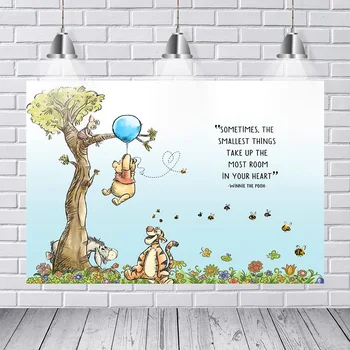 

Photography Backdrops Cute Winnie Bear Bee Tiger Pig Tree Color Floral Flowers DIY Custom Photo Studio Background Backdrop Vinyl