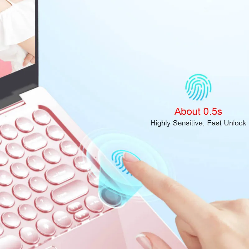 14'' 3855U 8G RAM Retro Round Keyboard Laptop Fashion Metal Pink Women Notebook Student Netbook Business Office Computer-2