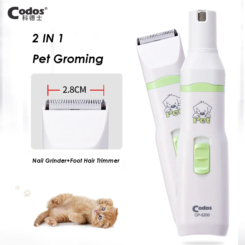 Codos CP5200 2 IN 1 Pet Dog Cat Hair Trimmer Paw Nail Grinder Grooming Clippers Nail Cutter for Foot Ears hair trimmer pet clipper dog hair trimmer pet hair trimmer dog clipper pet nail grinder