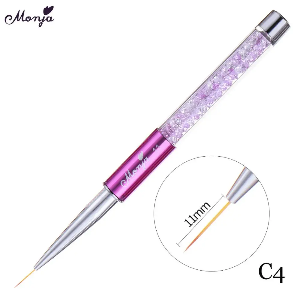 Monja дизайн ногтей французские линии полосы лайнер кисти цветочный дизайн рисунок ручка для рисования DIY Кисти для ногтей инструмент для маникюра - Цвет: c4