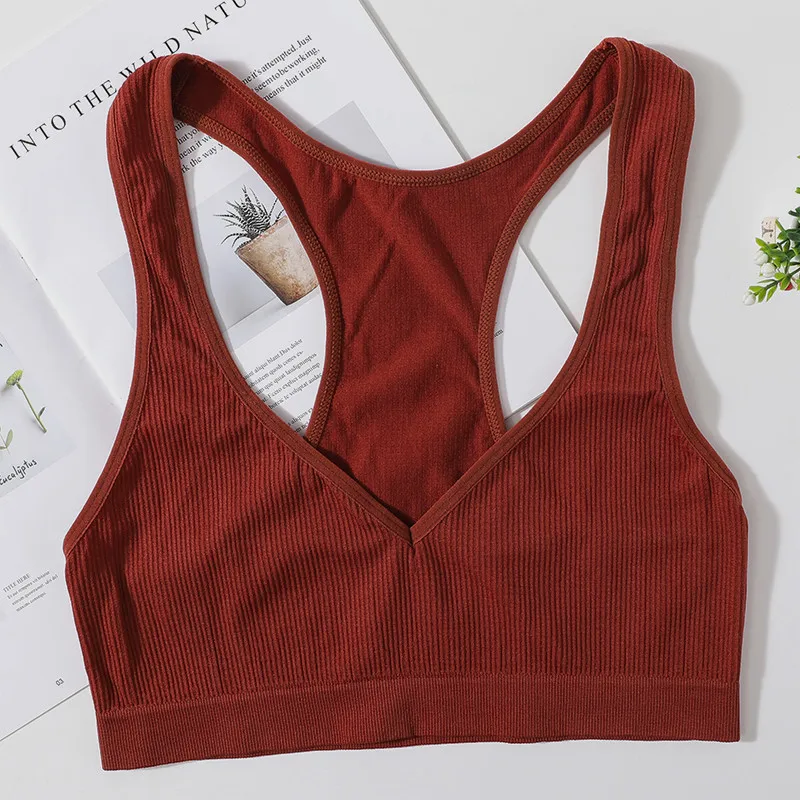 One-Pieces Women'S Ribbed Bra Wirefree Sports Bra Wireless Bralette 