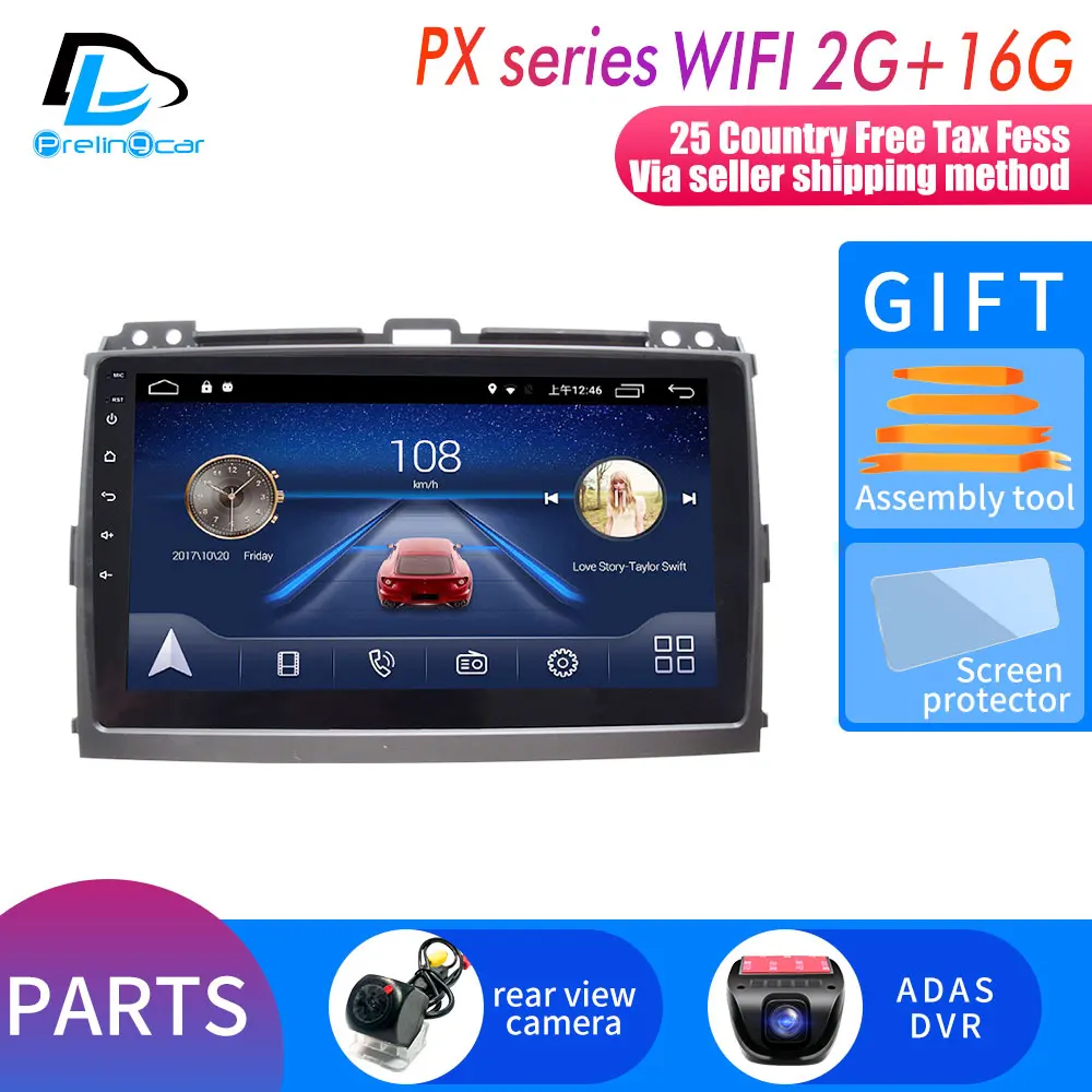 PX player 2G16G DVR 4G Lte Android 9,0 мультимедийная навигационная система для Toyota Prado Land Cruiser 2004-2008 лет Автомобильный плеер Подушка подголовник радио - Color: PX player 2G16G DVR