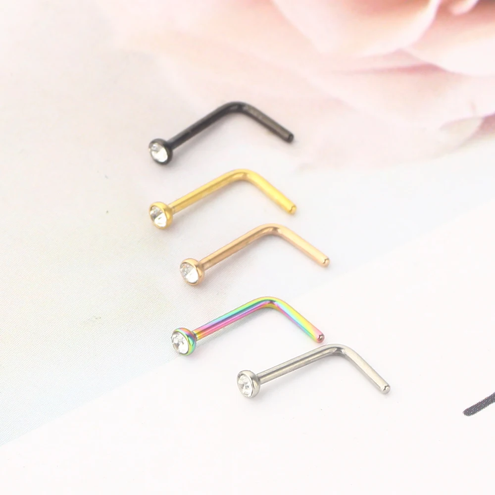 JunlowPY L 20G Nose Rings for Women Nose Piercings Jewelry Nose Rings Hoops Nose Studs Screw 316L Stainless Steel for Women Men