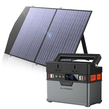 Estación de energía portátil para acampar al aire libre, generador solar de emergencia con panel solar plegable de 18V y 100 W, 220 V/110 V, 288Wh