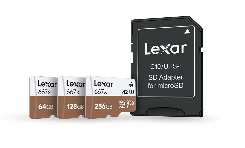 Lexar Tarjeta 667x Micro SDXC UHS-I с адаптером 64GB 128GB 256GB A2 U3 V30 Clase 10 1080 p HD 4 K 3D DEO