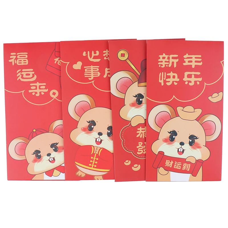 10 шт. милый кролик с ушами на верхней части мультфильм китайская крыса год красный конверт бумага деньги красный пакет