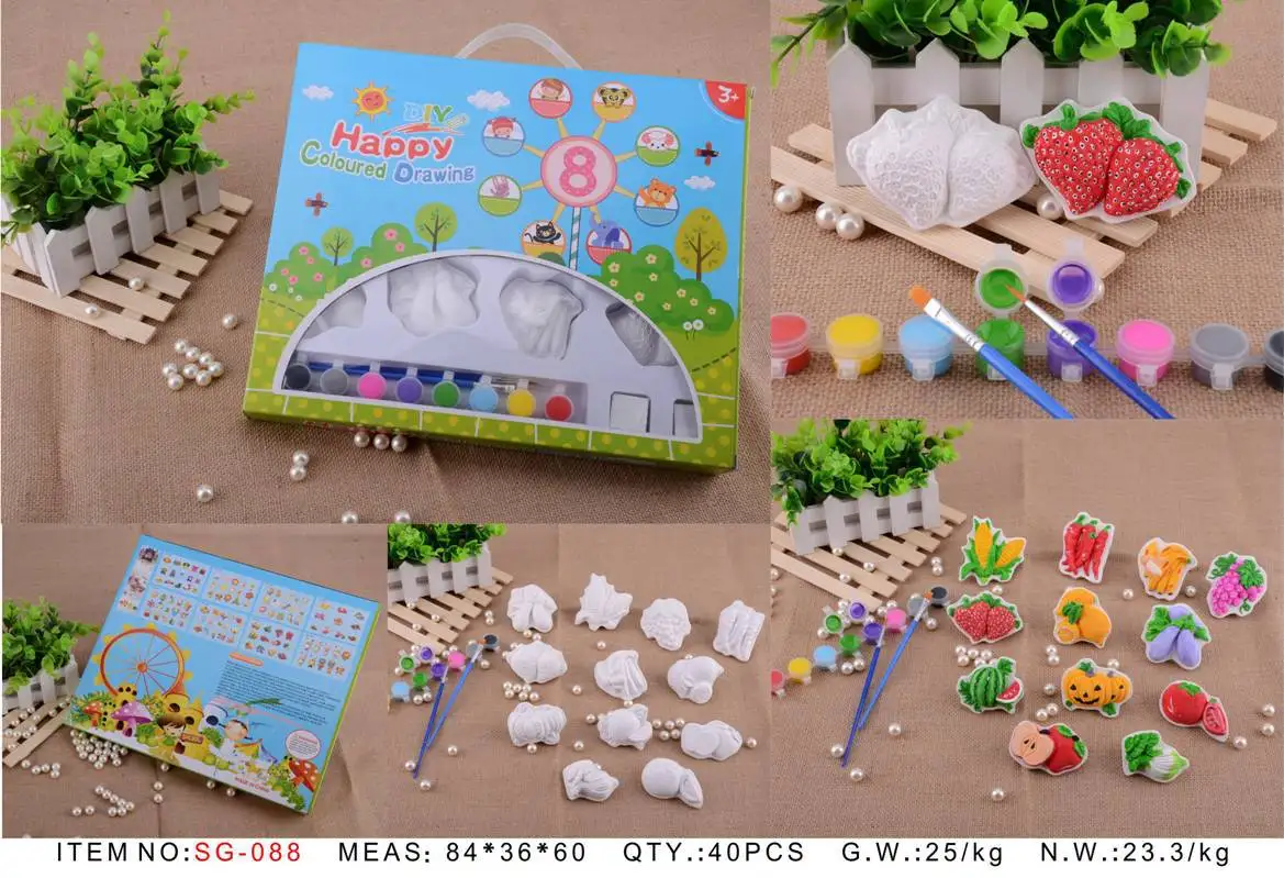 Керамическая гипсовая живопись белая основа мини-картина кукла холодильник магниты Дети DIY каракули игрушка подарочная коробка