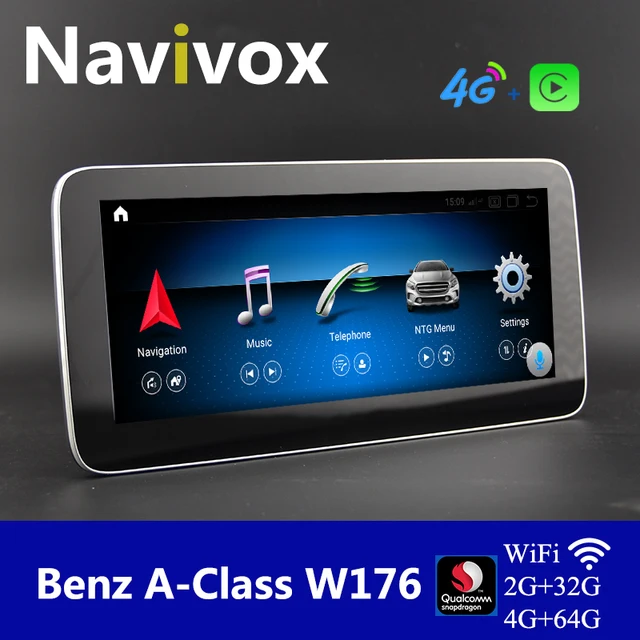 Navivox – autoradio Android 10.0, 4G, Qualcomm, DVD, Navigation, Carplay, BT, pour voiture Benz CLA/GLA/classe A X156/W176/C117, NTG4.5/5.0 