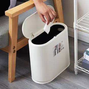 

Kitchen Trash Can Plastic 10 Liter Pressing Type Garbage Storage Bucket Household Rubbish Dustbin