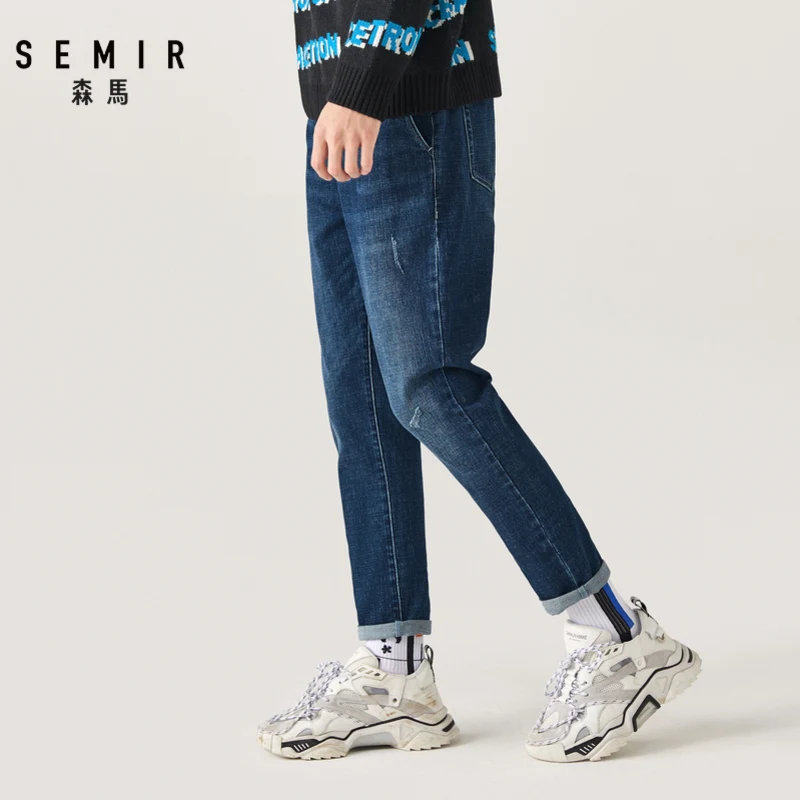 Джинсы SEMIR мужские свободные штаны для бега эластичная талия взрослых зимние