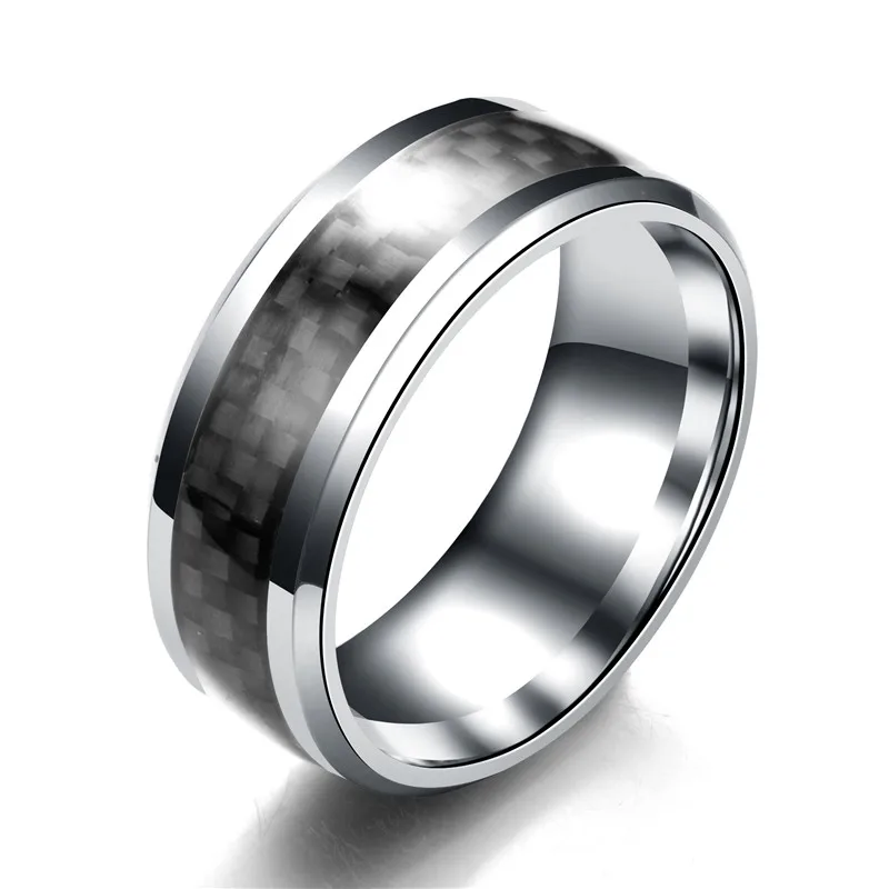 Модное кольцо из нержавеющей стали кольцо из углеродного волокна для мужчин wo мужское кольцо для пары черный серебряный цвет Мужские ювелирные аксессуары