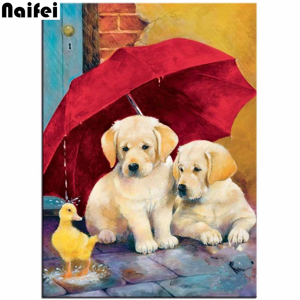 

5D Diamond Painting dogs DIY Diamond Mosaic Kit Crystal Square Round Drill Embroidery red umbrella Patterns Rhinestone Wall Arts